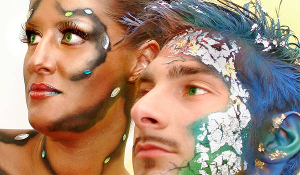 junges Paar mit Bodypainting